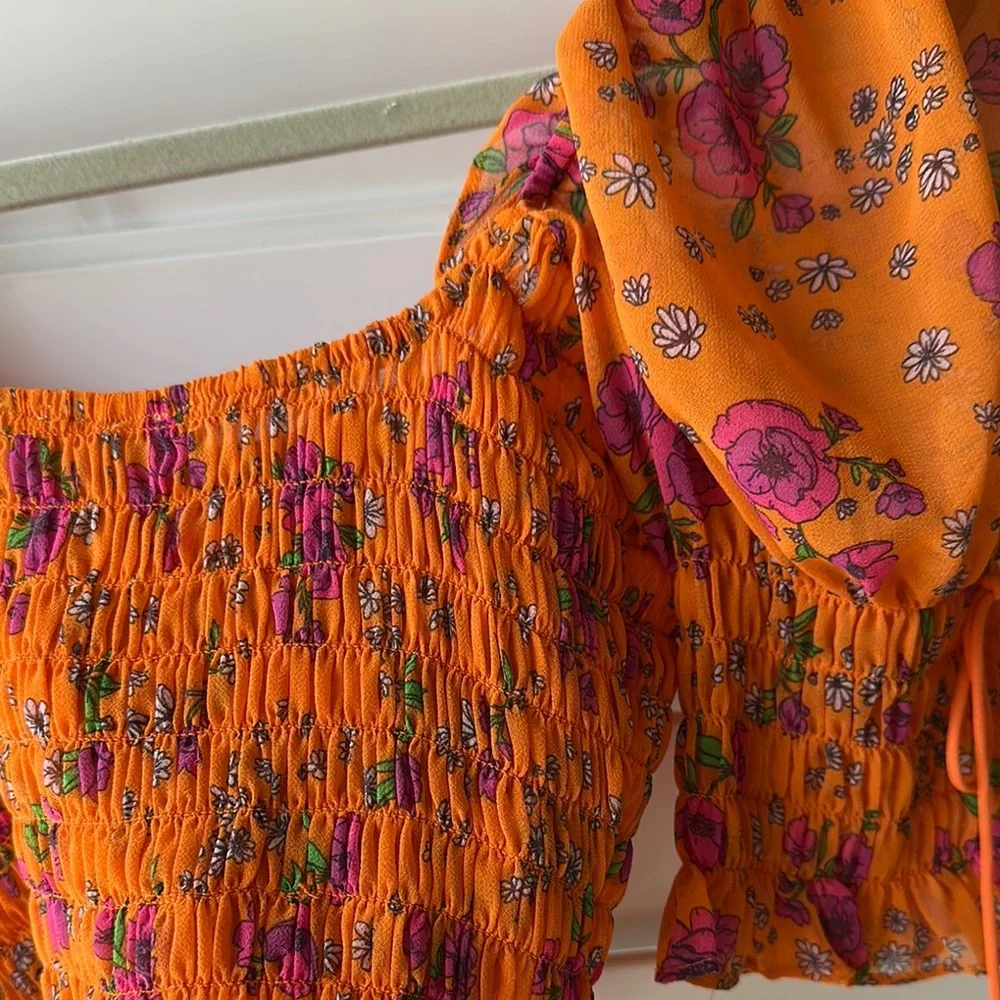 For Love and Lemons Peony Smocked Crop Top - Picture 4 of 5